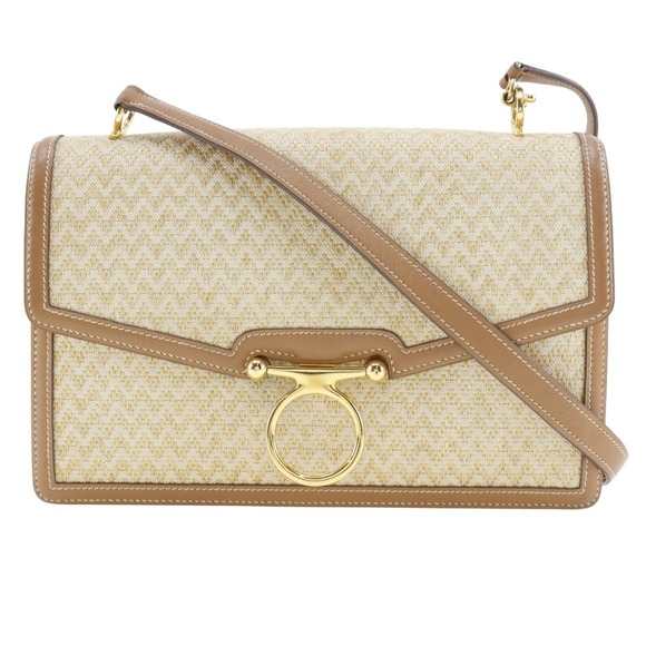 Hermes Vintage Shoulder Bag Canvas 1980 〇J Flap Ladies - Picture 1 of 9